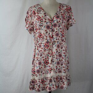 Knox Rose Dress Women's White Boho Floral Tassel Waist Midi Rayon Flutter Sleeve